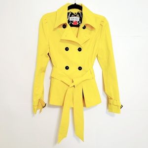 Black Rivet Yellow Trench Coat Jacket Medium